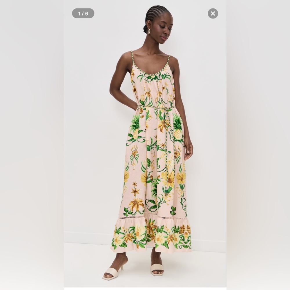 FARM Rio Pink and Green Floral Maxi Dress